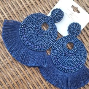 DOLL HOUSE BEADED FRINGE STATEMENT EARRINGS